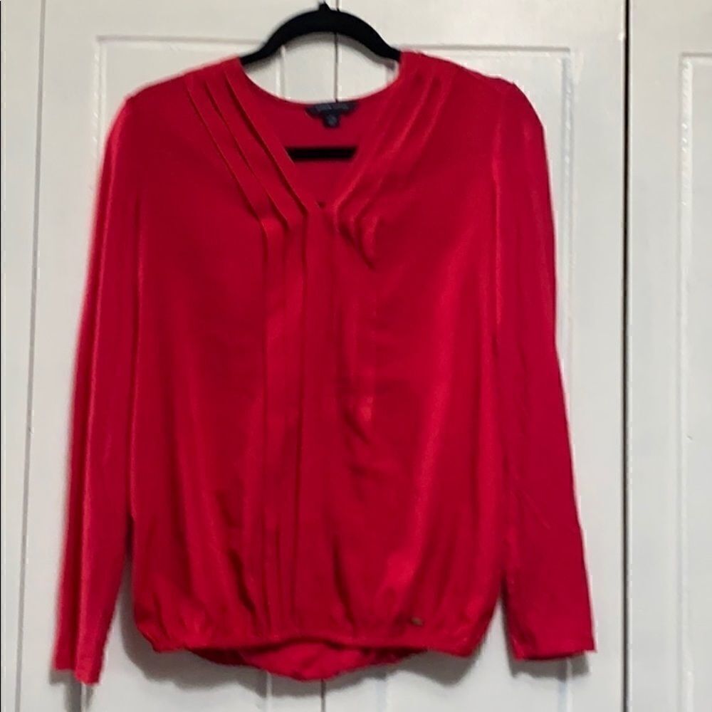 Tommy Hilfiger pleated v-neck long sleeve top XS